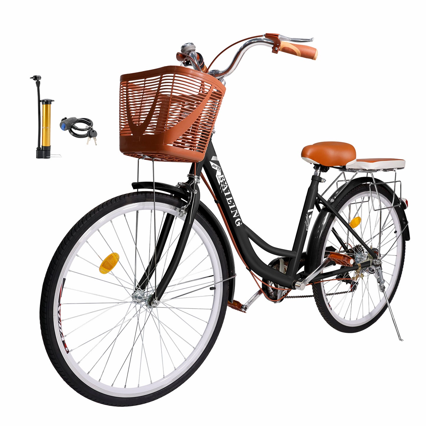 7-Gang 26" Speichenrad Cruiser Fahrrad Damenfahrrad Mädchen Citybike Schwarz