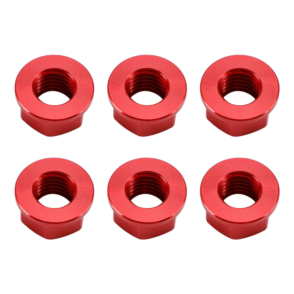 6er-Pack Aluminium-Flanschmuttern für hinteres Kettenrad M10x1,5 mm, rot, für Motorrad