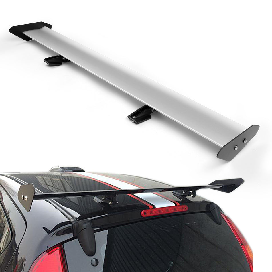 Universal Hatch Adjustable Aluminum GT Rear Trunk Wing Racing Spoiler Silver