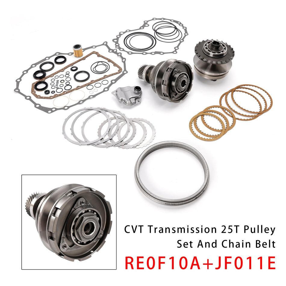 2007- Für Nissan Altima (6 Zyl.) 3,5 l CVT-Getrieberiemenscheibe 25T mit Riemen + Kette & Überholungssatz RE0F10A JF011E