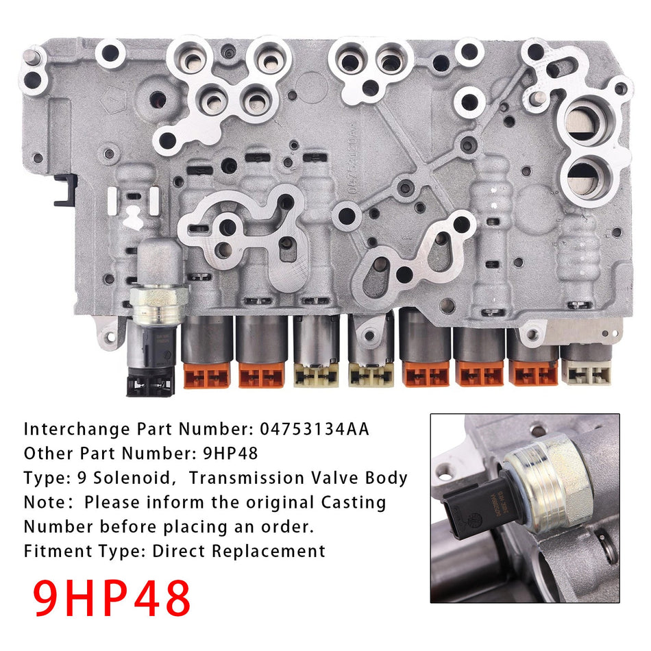 2014–2017 Jeep Cherokee Chrysler Getriebe-Ventilblock mit 9 Magnetventilen 9HP48 04753134AA