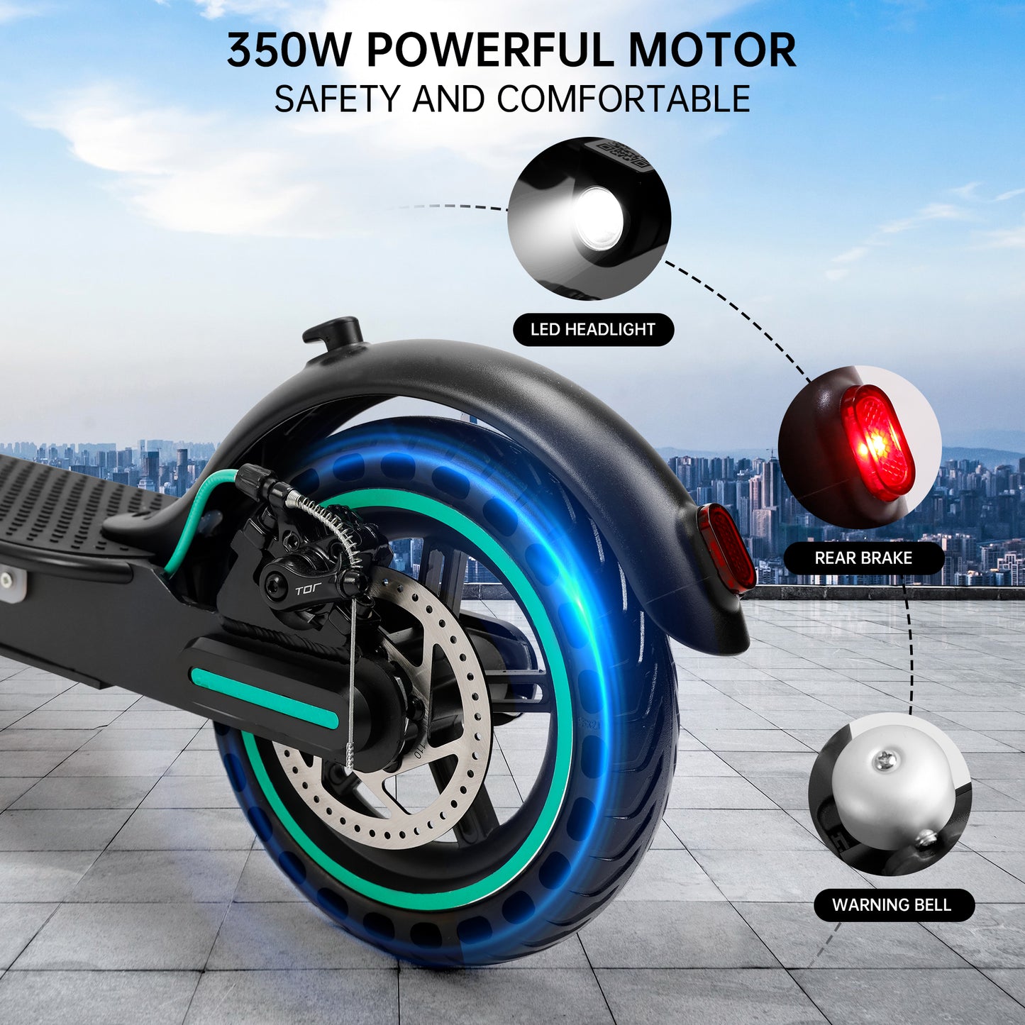 8,5" zusammenklappbarer Elektroroller mit App, 350 W, 35 km Reichweite, 30 km/h, Pendeln in der Stadt