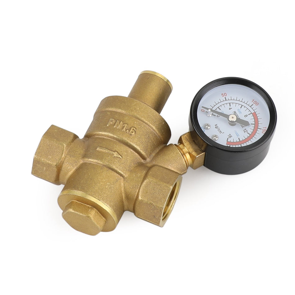 1/2" DN15 Druckminderer Druckregler Für Wasser Manometer De