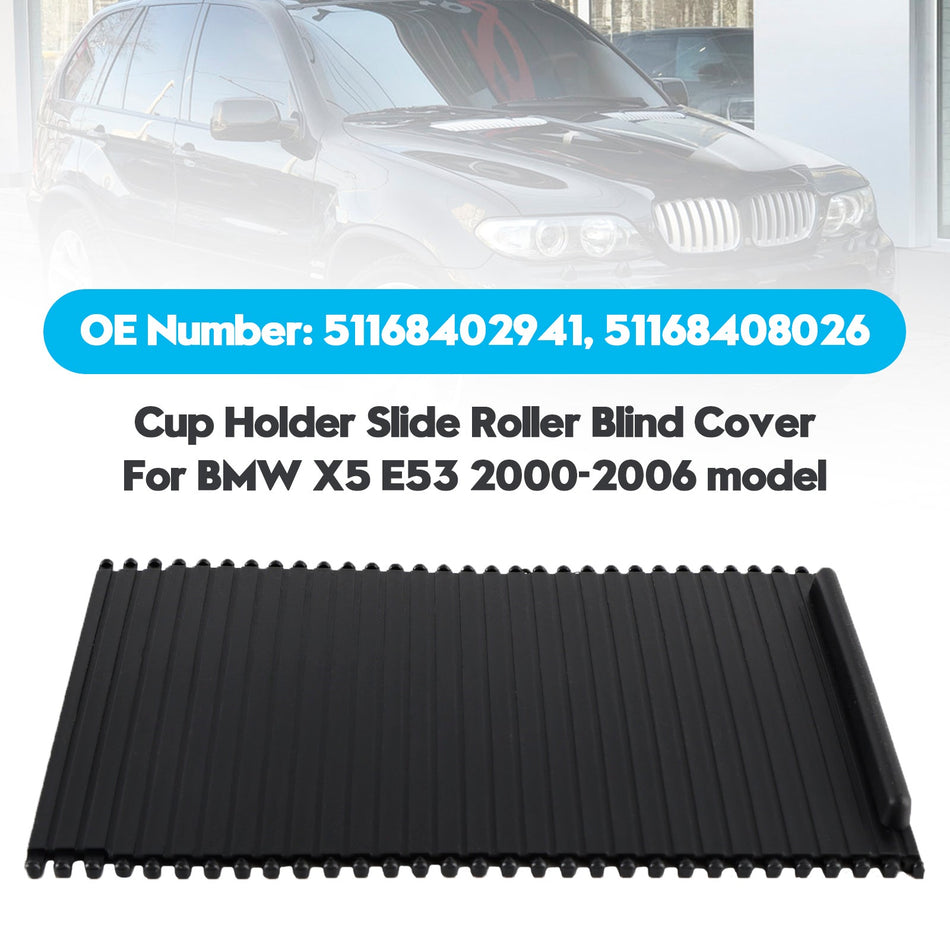 2000–2006 BMW X5 E53 Mittelkonsole Getränkehalter Rollenabdeckung 51168408026