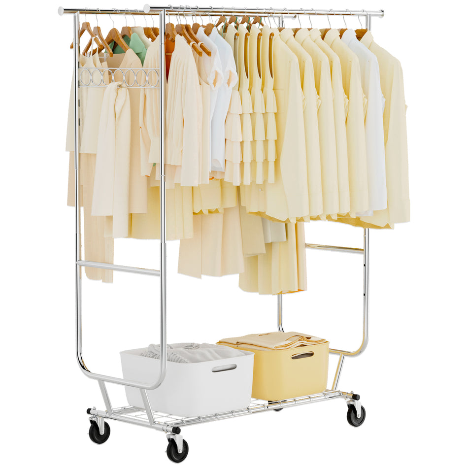 660lbs Clothing Racks with Wheels Heavy Duty Clothes Rack Metal Clothes Storage Portable Closet