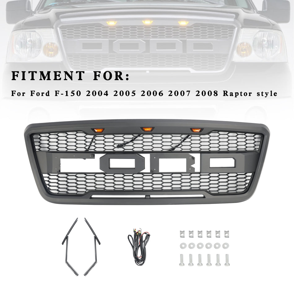 Frontgrill im Mesh-Design mit LED – passend für Ford F-150 2004–2008, Raptor Style