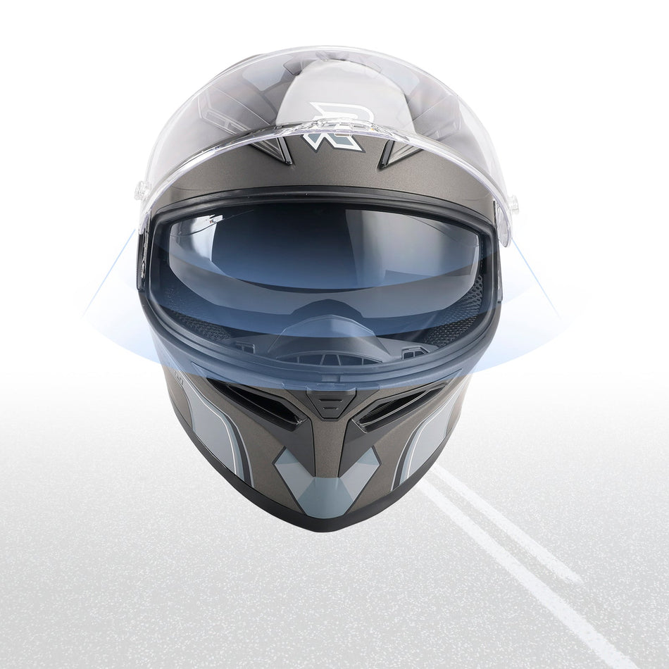 DOT Motorradhelm für Erwachsene, Street, Integralhelm, Grau/Weiß