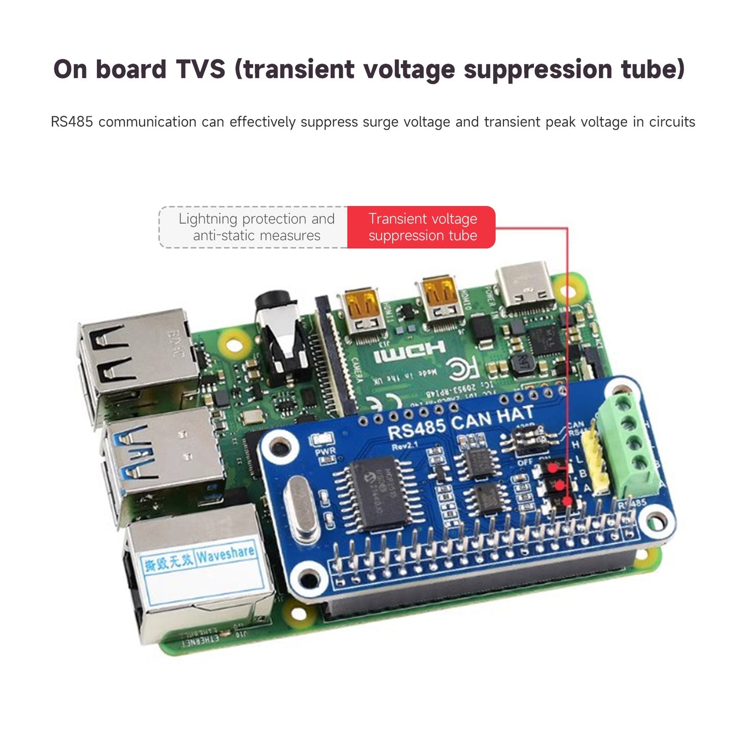 Raspberry Pi RS485 CAN-Erweiterungskarte Automatisches Umschalten des Transceiverstatus