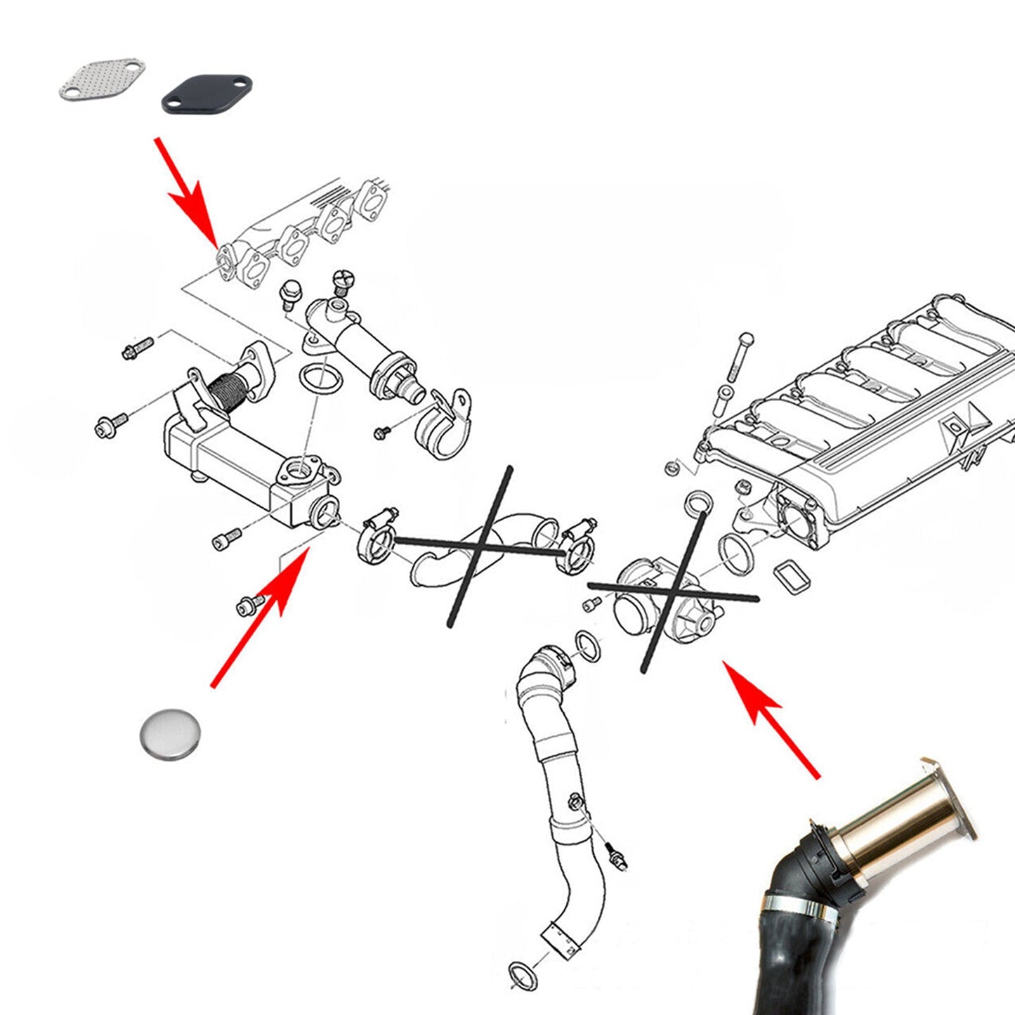 EGR-Abdeckkit für BMW 3.0 M57N2 E60 E61 E65 E83 E53 Dieselmotor