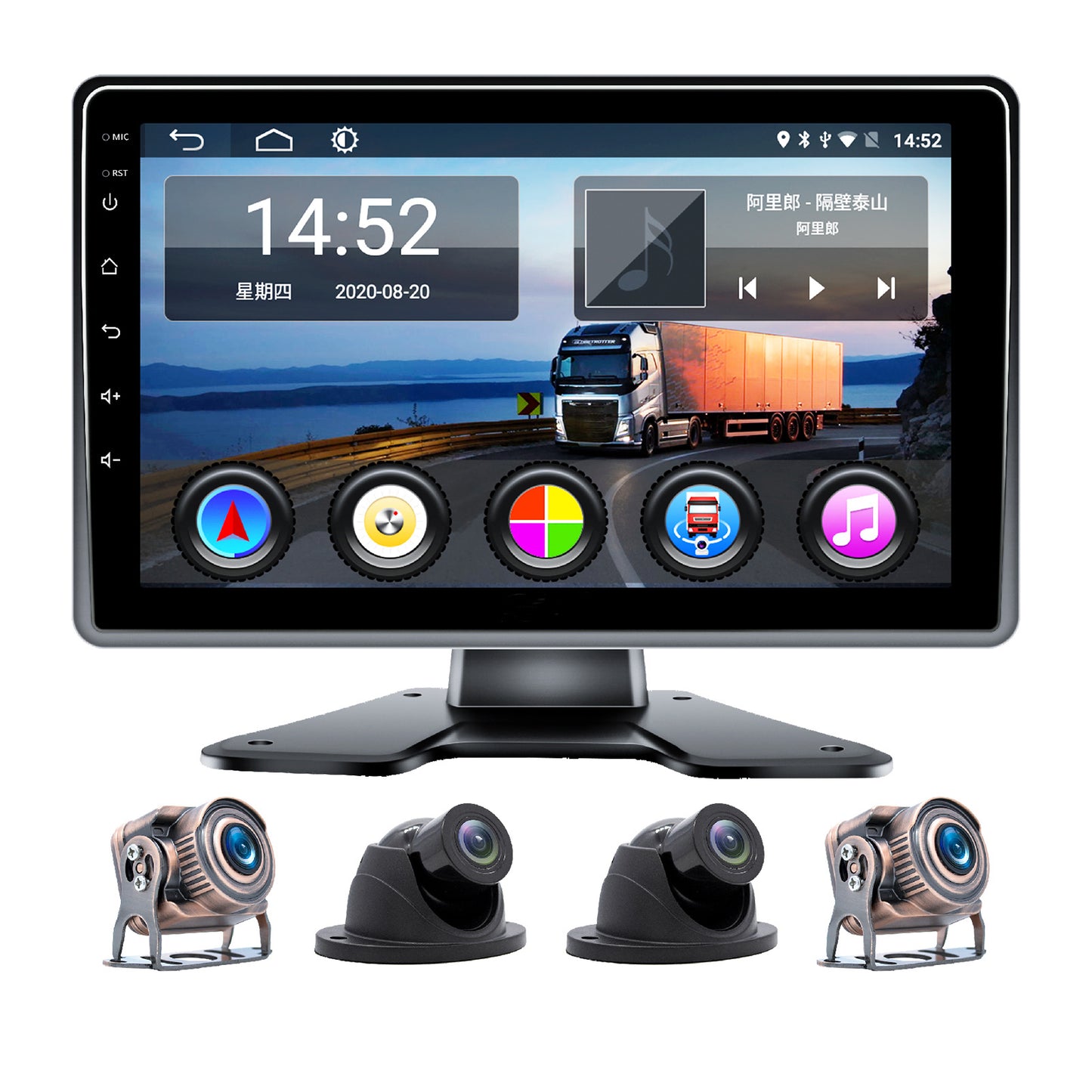 10.1" Monitor DVR Fahrvideorecorder Touchscreen GPS für Wohnmobil LKW Bus Kamera
