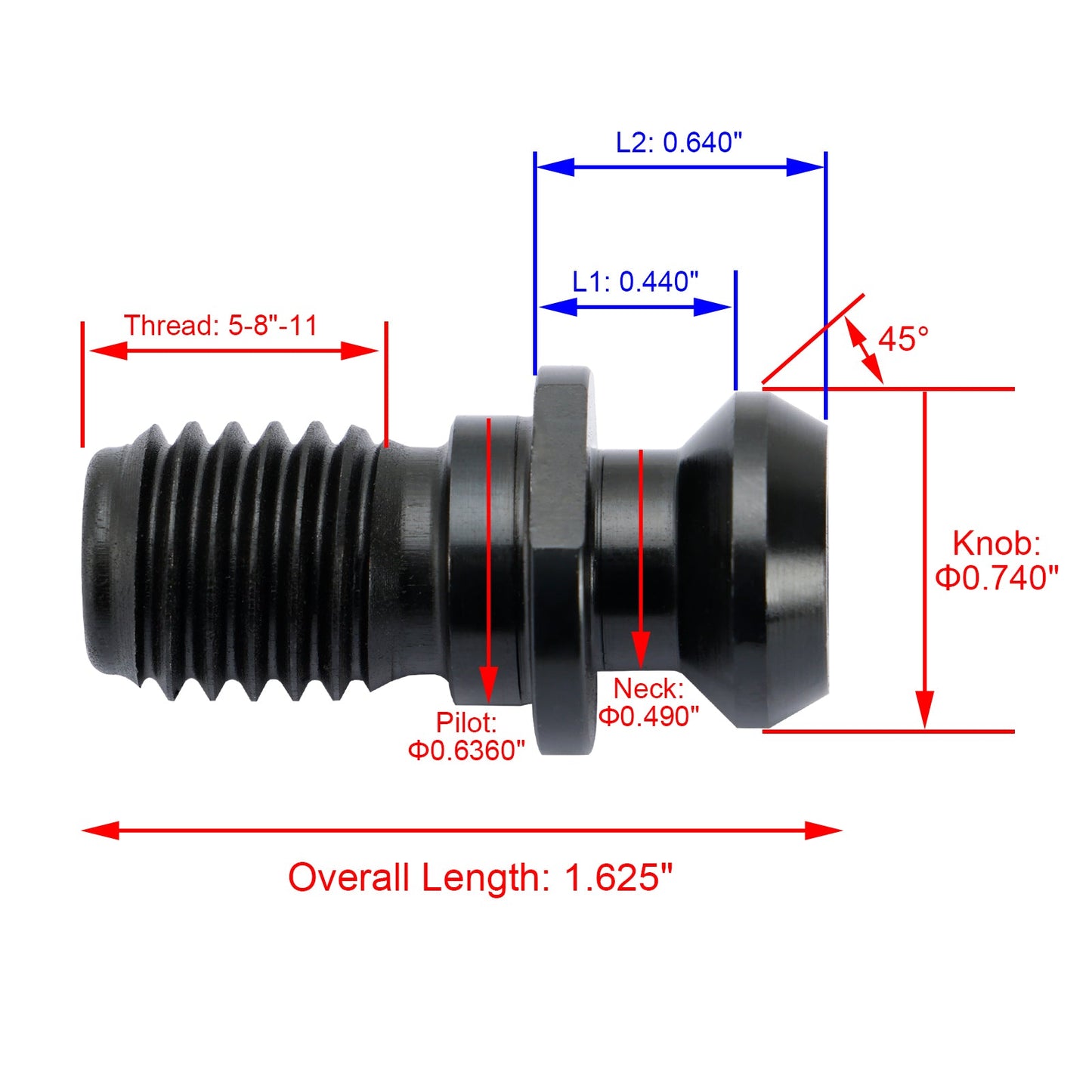 10 Stücke CAT40 45 ° 0,740 "Kühlmittel Anzugsbolzen Retention Knob Für Mazak Fadal Schwarz