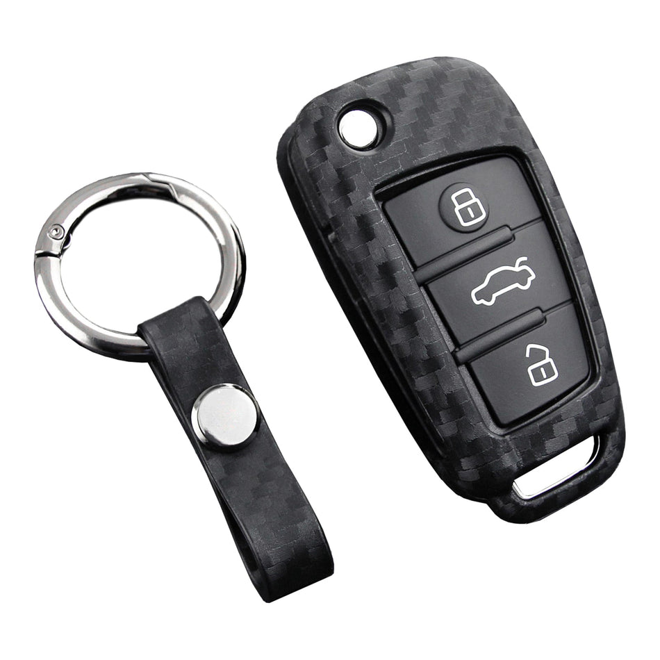 Autoschlüsselhülle aus Leder und Silikon mit Schnalle für Audi