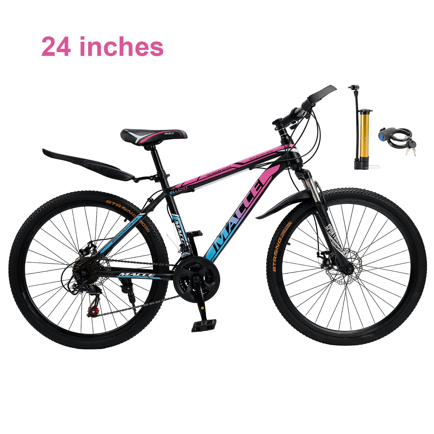 24 "Speichenrad 24 Geschwindigkeit Mountainbike Erwachsenenfahrrad Blau + Rosa