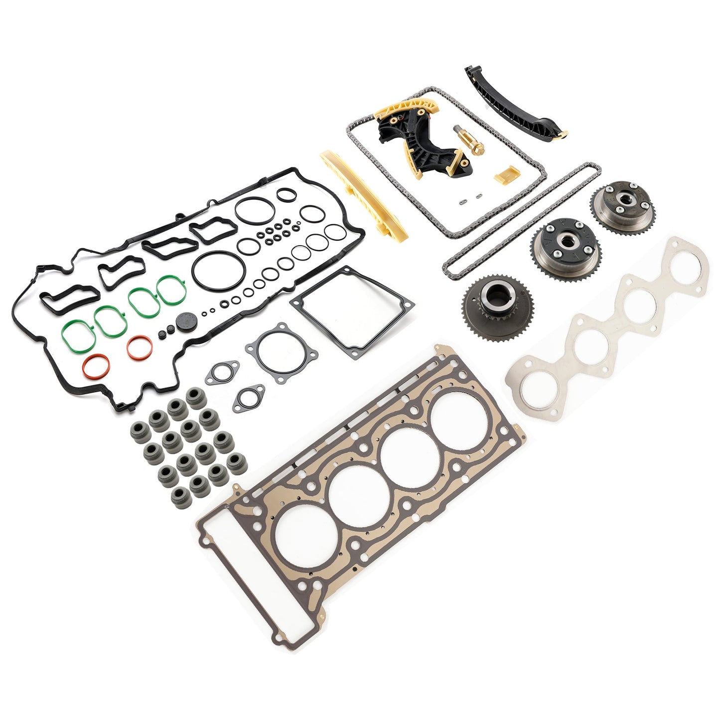 2002/11-2008/12 Mercedes-Benz E-Klasse W211 E 200 Kompressor Steuerkettensatz &amp; Nockenwellenr?der &amp; Kopfdichtungssatz 2710500647