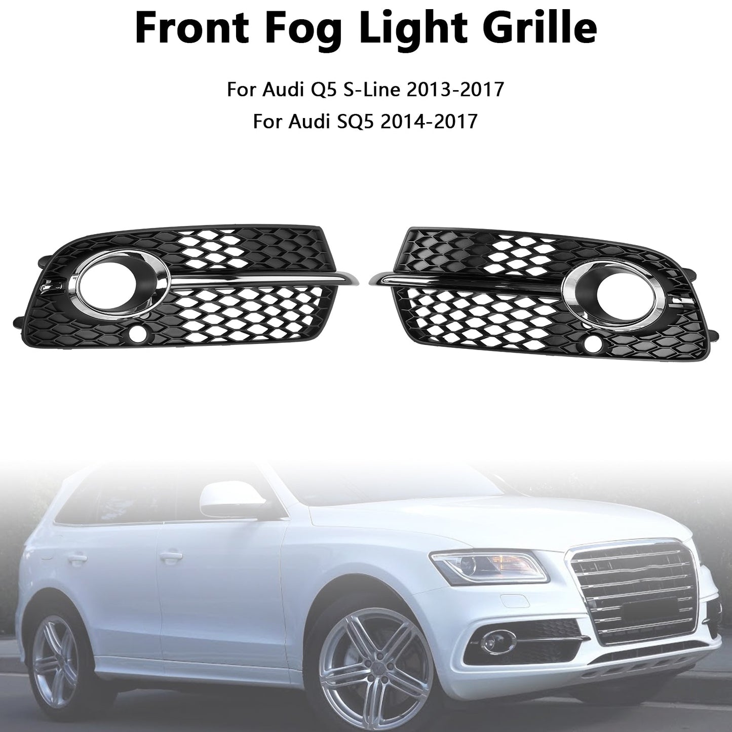 Frontstoßstange Nebelscheinwerfer Kühlergrill passend für Audi Q5 S-Linie SQ5 2013-2017 Schwarz Chrom