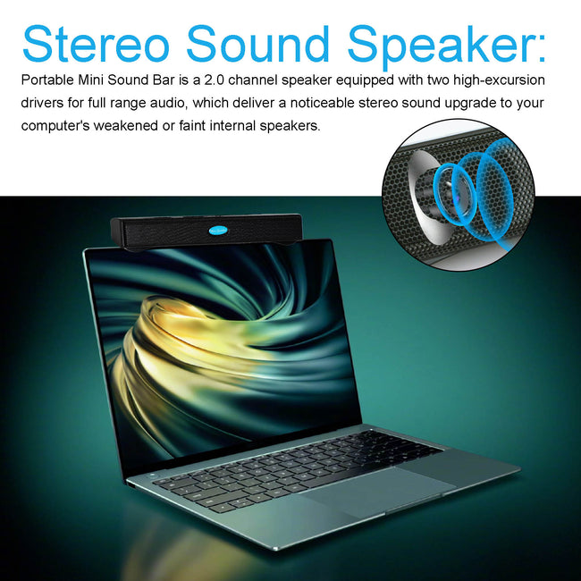 100HZ Wired USB Computer Lautsprecher Stereo Sound Bar für PC Laptop Schwarz