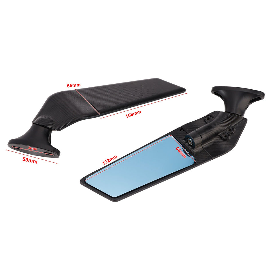 Schwarze Flügelflossen-Rückspiegel für Honda CBR600F 2011-2014 und CBR650R 2019-2023