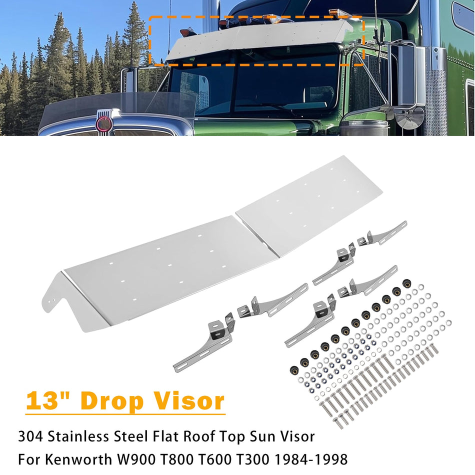1984–1998 Für Kenworth W900 T800 T600 T300 13"" Flachdach-Sonnenblende