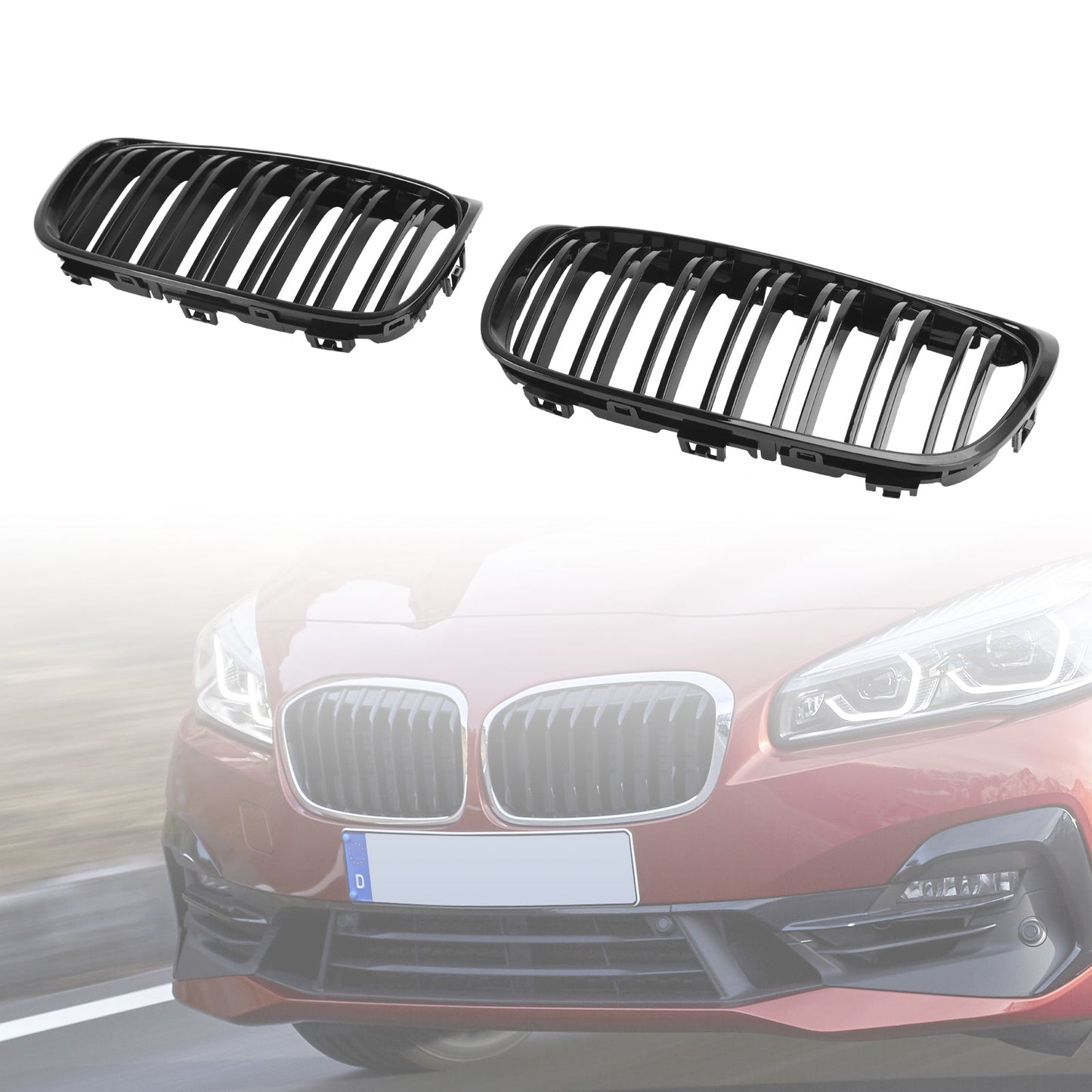 2018-2021 BMW 2er F45 F46 Frontnierengrill schwarz gl?nzend 2Stk