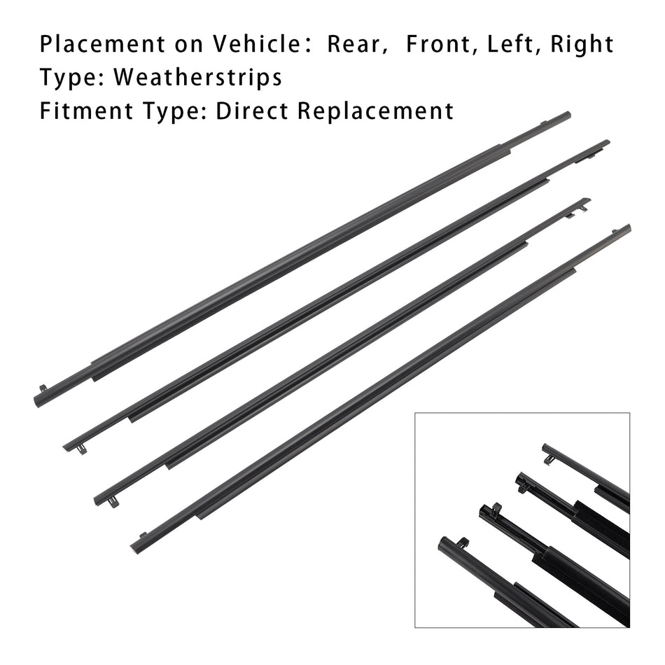 2010–2015 Toyota Prius 4 Stück Tür Glas Gürtel äußere Formteil Dichtungsstreifen