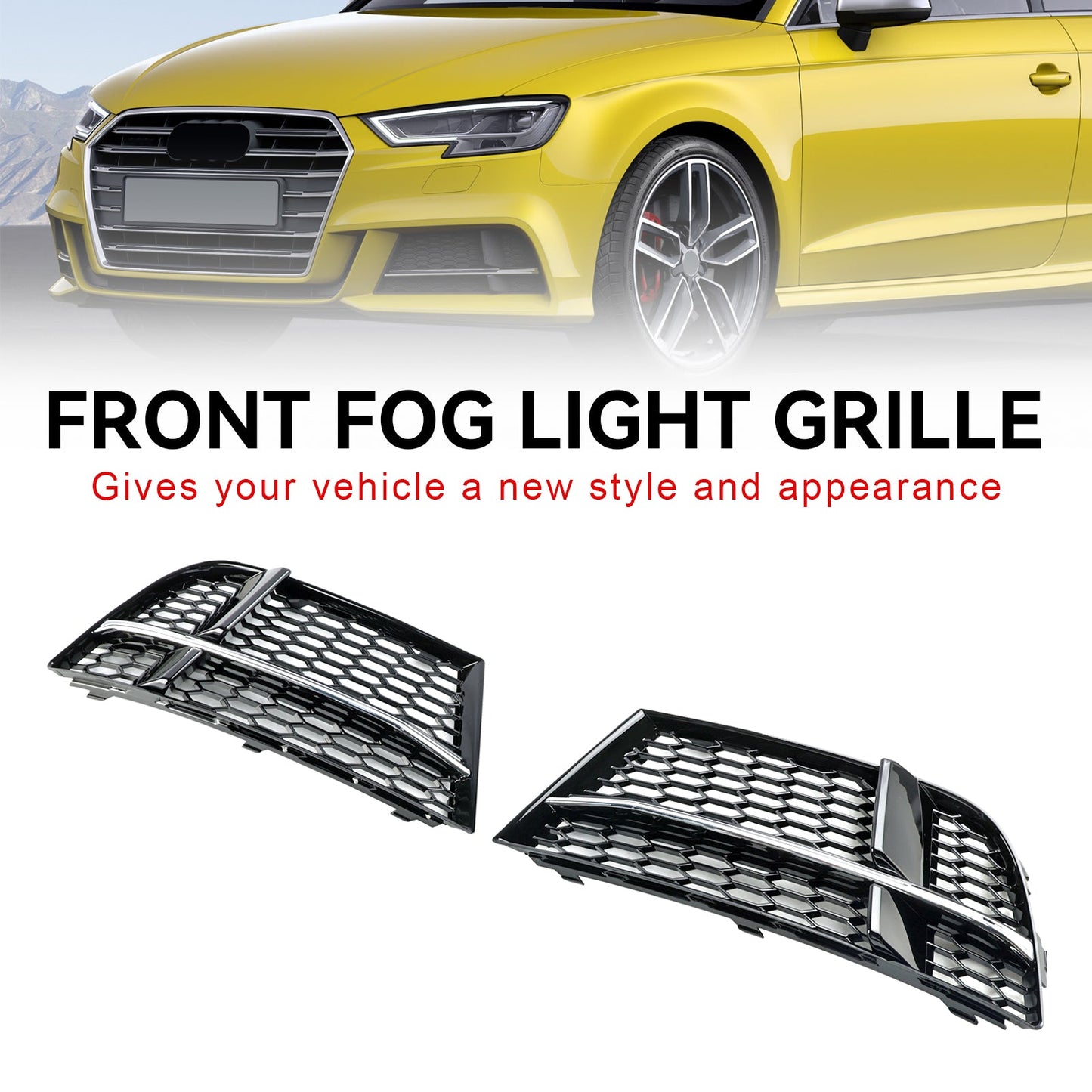 Nebelscheinwerfer Abdeckung Lünette Grill Grille Fit AUDI A3 S-LINIE 2017-2019 8V