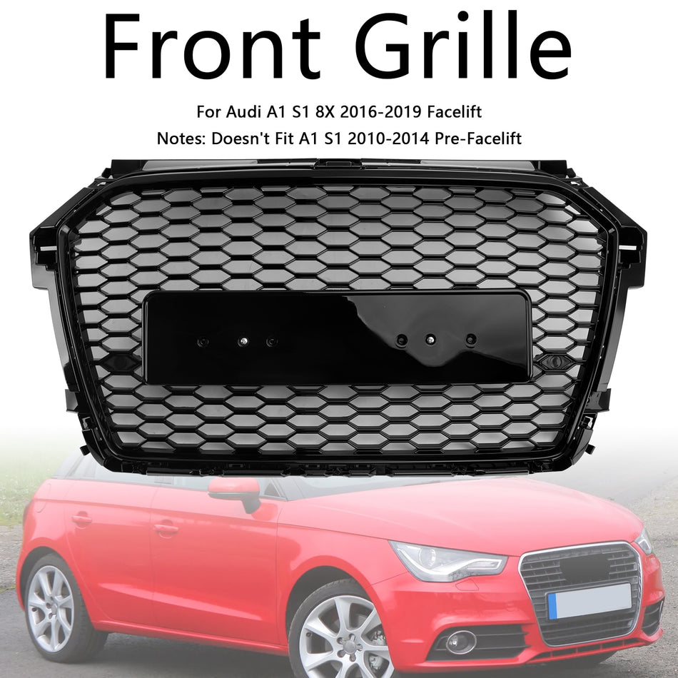 RS Style Honeycomb Bumper Grille Für Audi A1 S1 8X Facelift 2016-2019 Black
