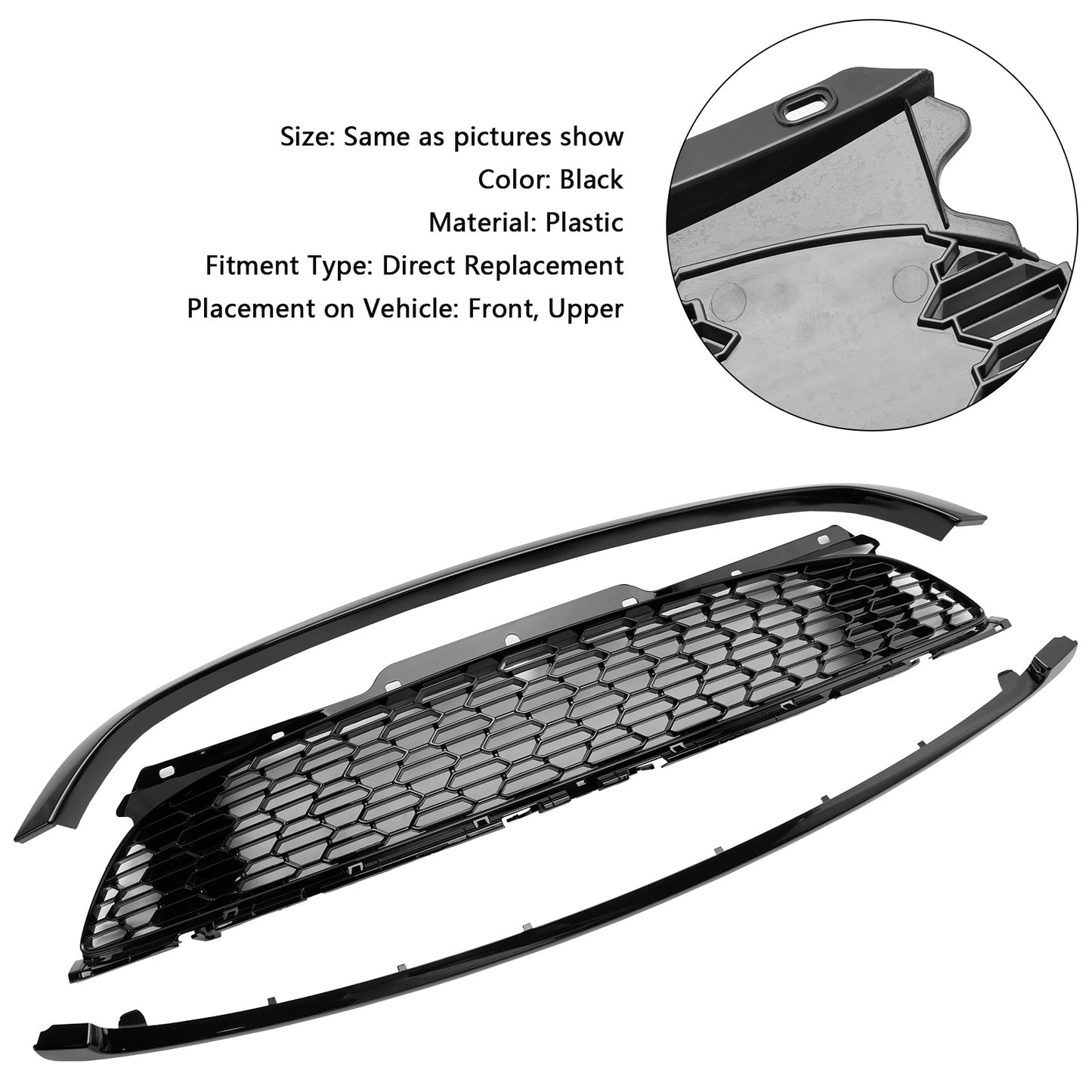 2008-2014 Mini R55 Cooper S &amp; JCW 5-Türer Kombi 3-teiliger Kühlergrill in Hochglanzschwarz