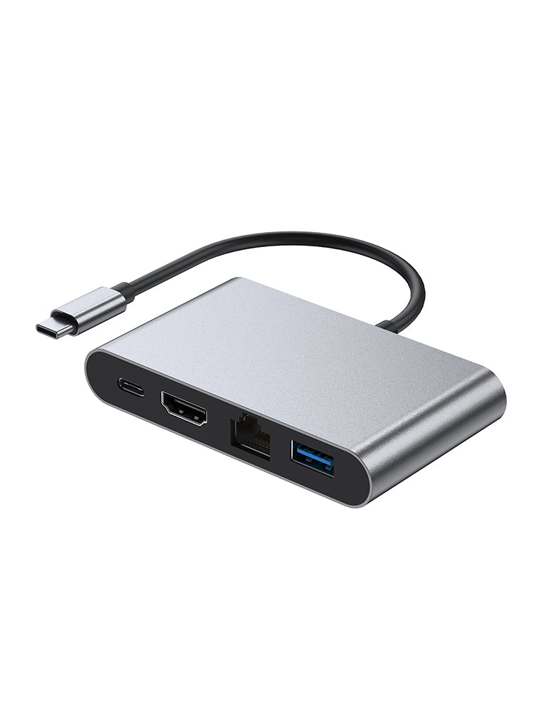 4-in-1-Dockingstation TYPE-C auf RJ45 100M HDMI USB3.0 PD-Schnittstelle für MacBook