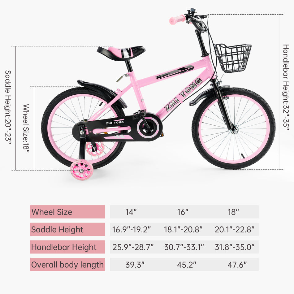 14/16/18 Zoll Kinderfahrrad für Jungen und Mädchen mit Stützrädern