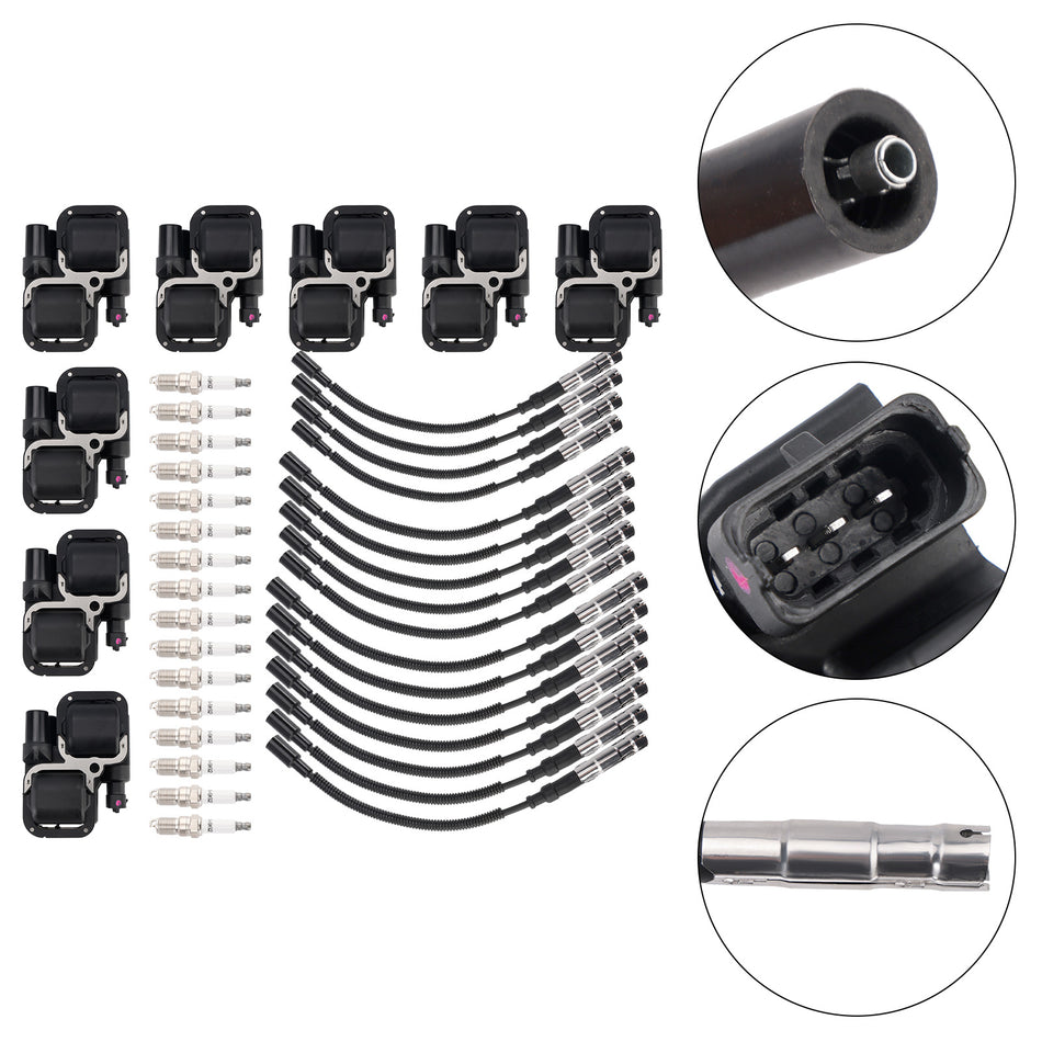 8x Ignition Coil+16xSpark plug +16x Wire Set UF359 Für Mercedes-Benz C CL CLK ML Class
