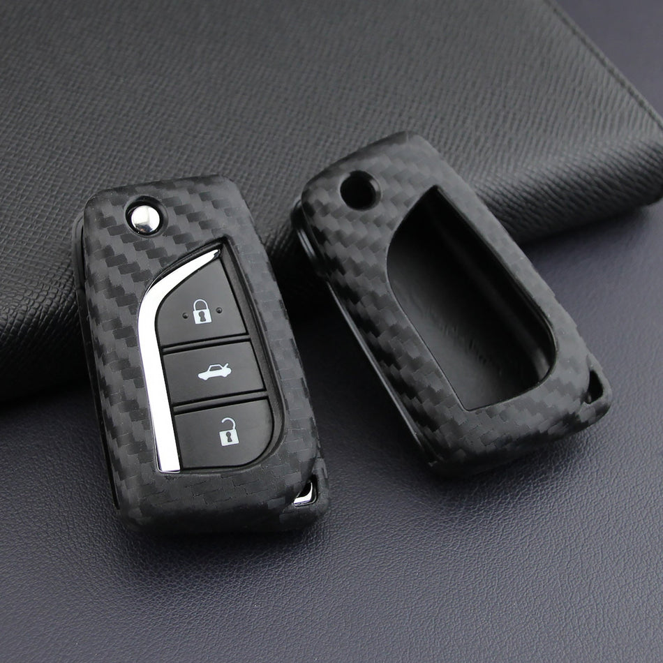 Autoschlüsselhülle aus Leder und Silikon mit Schnalle für Toyota