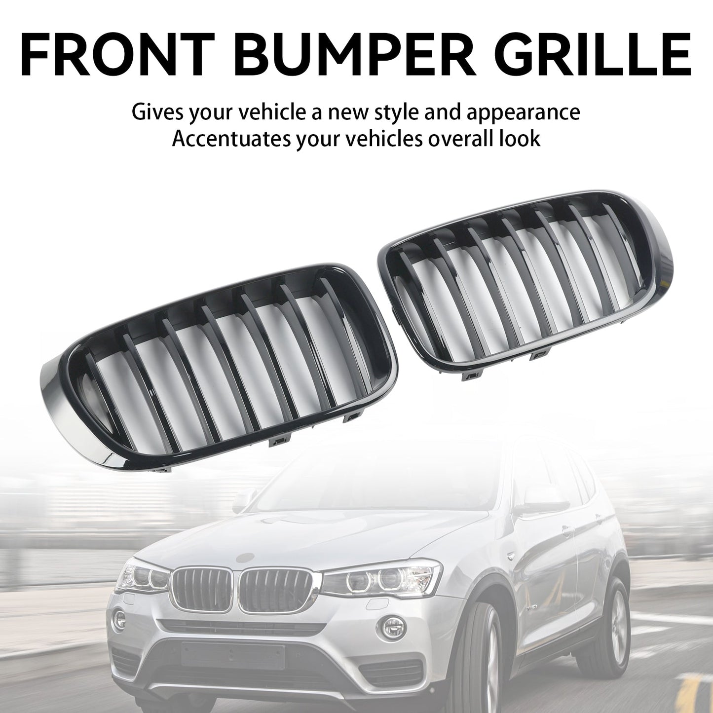 Glänzend schwarz Frontstoßstange Nierengrill Grille für BMW X3 X4 F25 F26 2014-2017