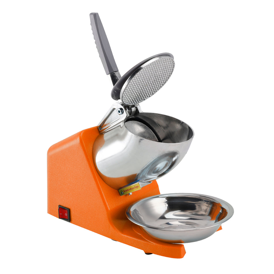 Elektrische Eiscrusher- und Eisschabermaschine Schneekegelmaschine mit Doppelklingen 143 lbs/h EU-Stecker