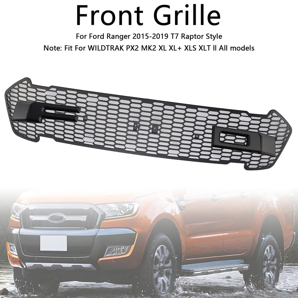 Matte Black Front Bumper Grill Grille Für Ford Ranger 2015-2019 T7 W/LED