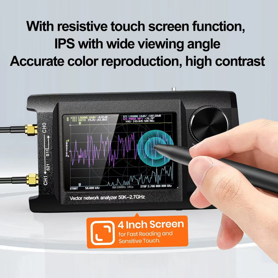 4 Zoll verbesserter NanoVNA Plus 50 kHz-2,7 GHz Handheld-Vektornetzwerkanalysator