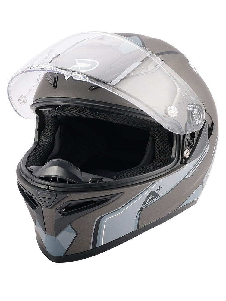 DOT Motorradhelm für Erwachsene, Street, Integralhelm, Grau/Weiß