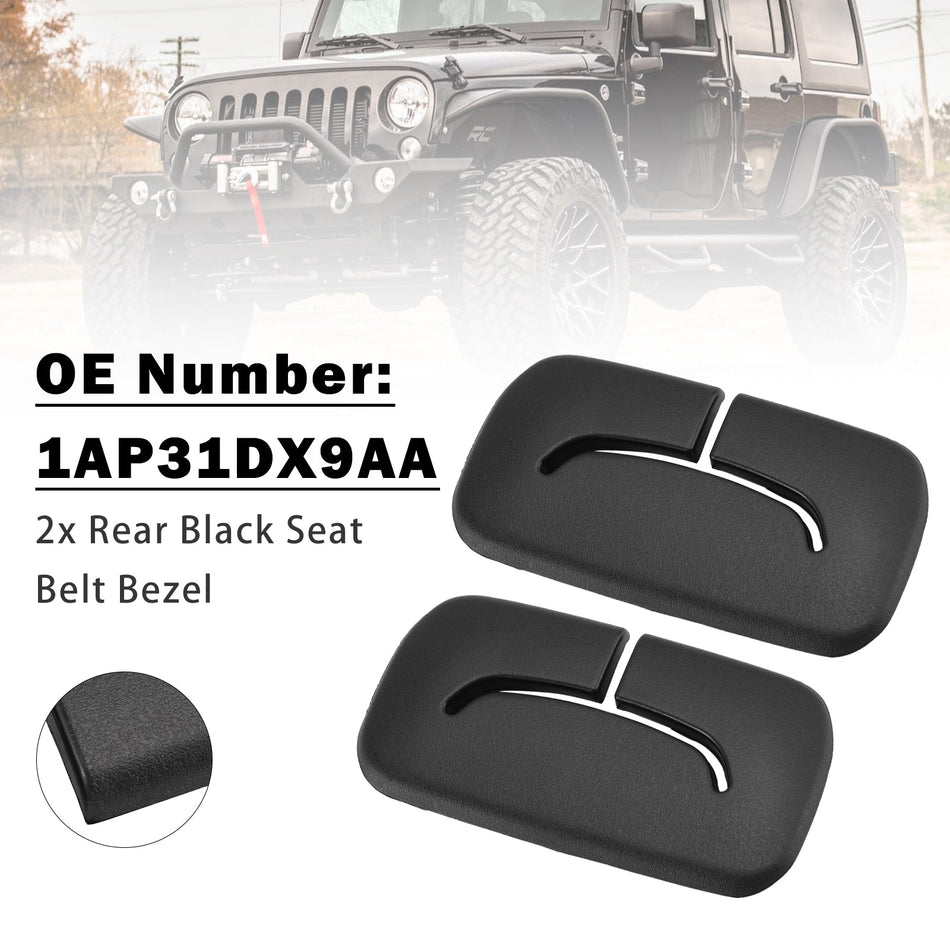 2x Schwarze hintere Sicherheitsgurtblende 1AP31DX9AA für Jeep Wrangler JK 2011-2018