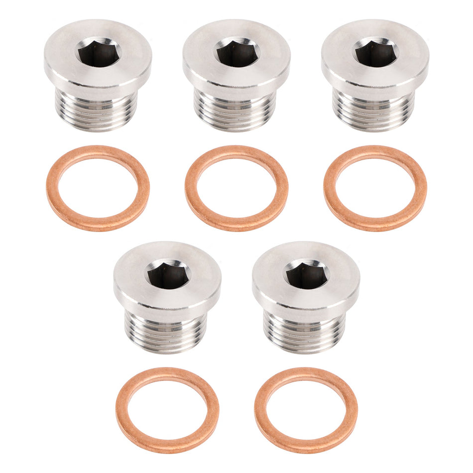 M18 x 1,5 mm Innensechskant-Sensor-Verschlussstopfen, Edelstahl 304, 5er-Pack