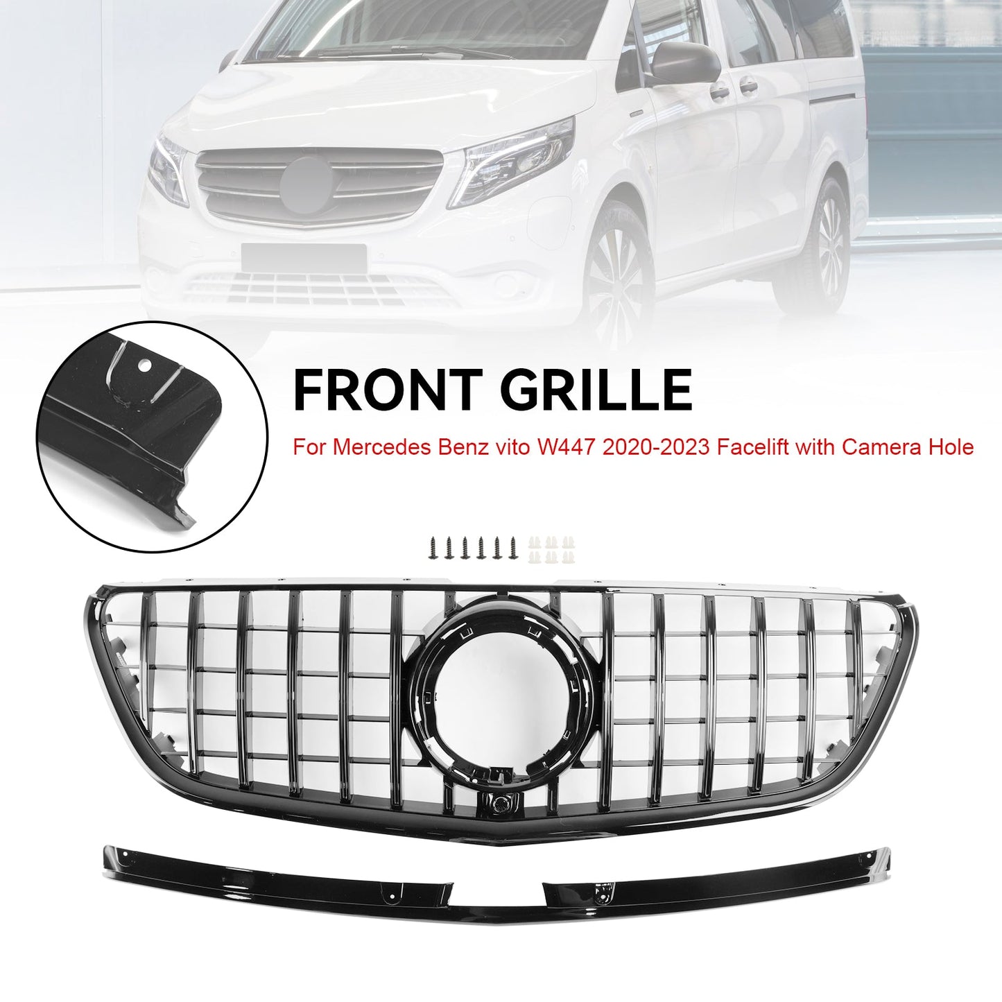 2020-2023 Facelift Mercedes Benz Vito W447 Schwarzer Kühlergrill