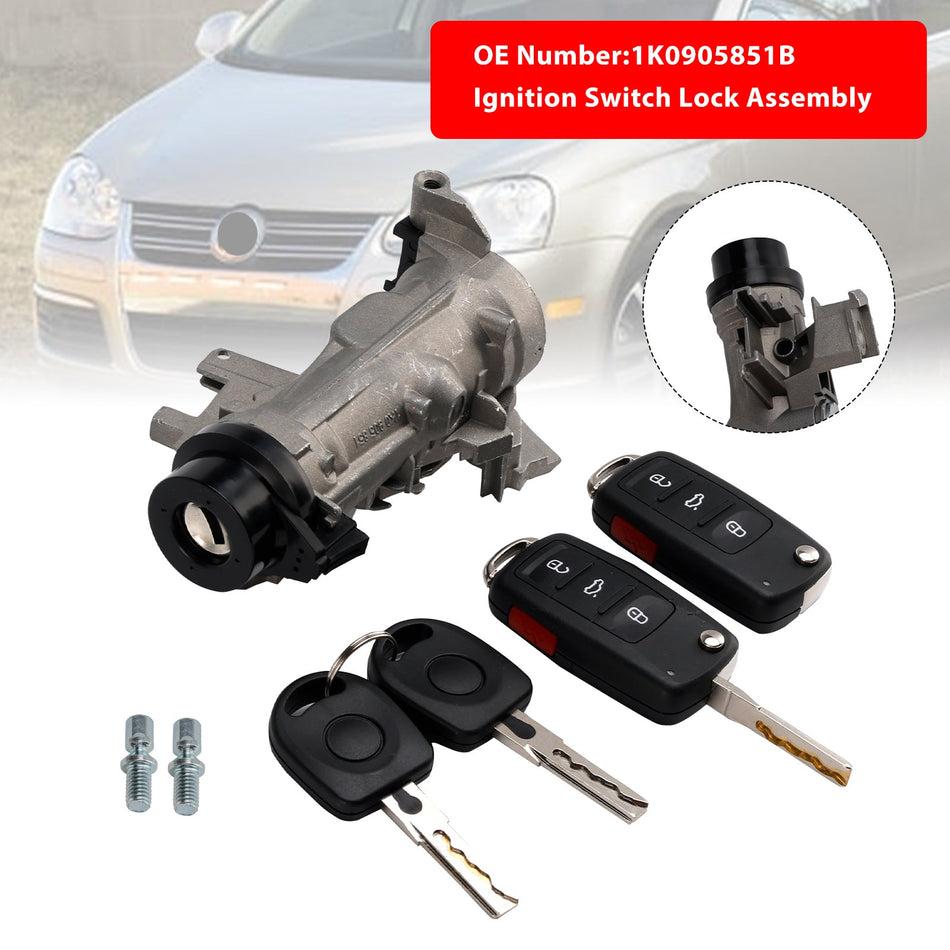 1K0905851B Zündschloss Sperrzylinder w/2 Schlüssel Für VW Jetta Golf EOS Kaninchen