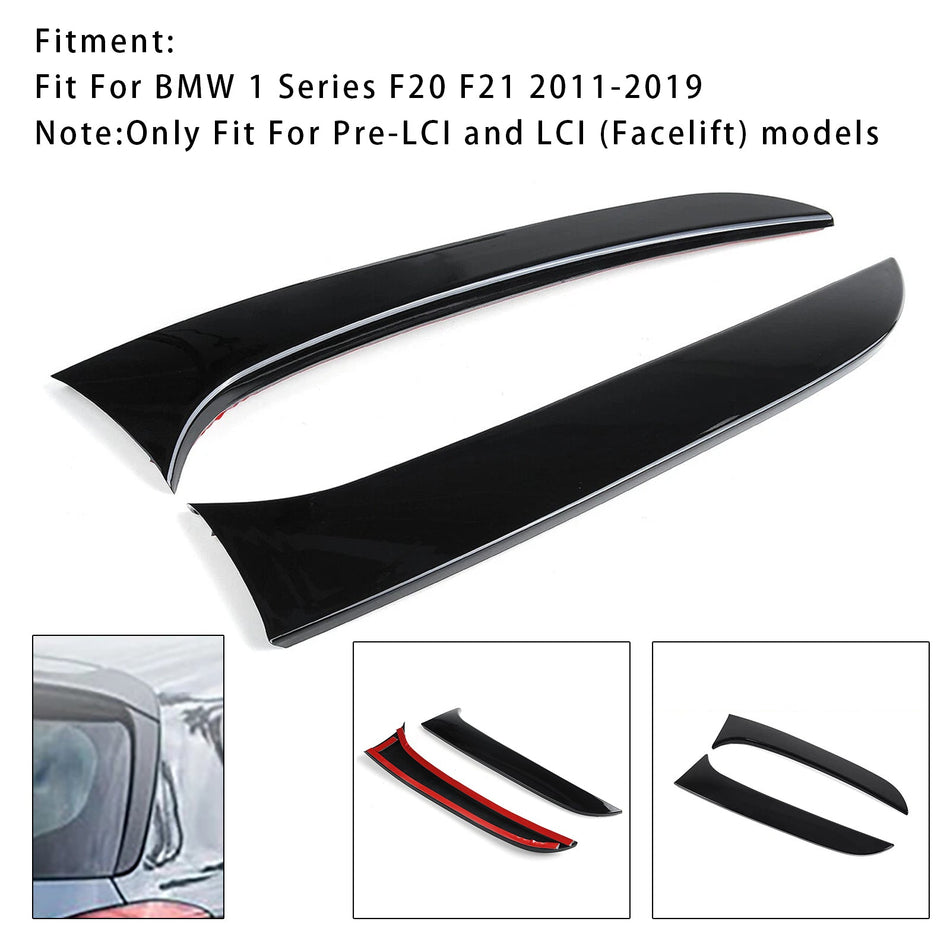 2012–2019 BMW 1 Series F20 F21 schwarz glänzend Paar Heckscheibe Seitenflügel Spoiler