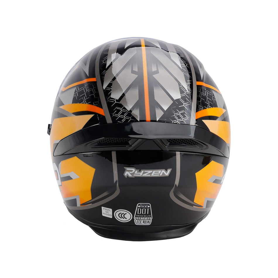 DOT Motorradhelm für Erwachsene, Street, Integralhelm, Orange