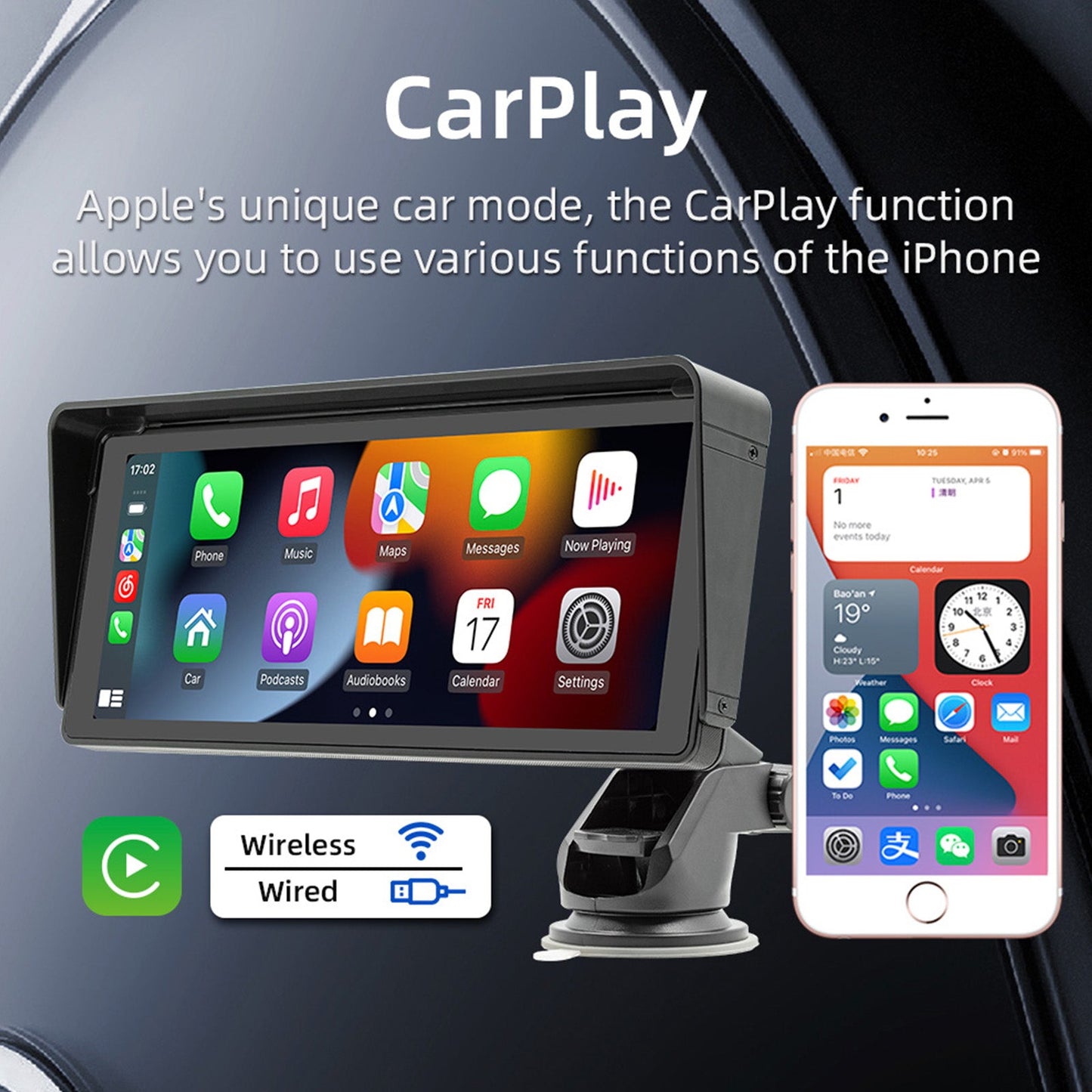 10,26" Auto MP5-Player Bluetooth Auto FM Transmitter Drahtlose Carplay 4 LED Kamera