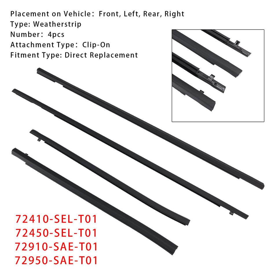 2001–2008 Honda FIT JAZZ 1. Generation 4 Stück Weatherstrip Gummidichtung Tür Gürtel