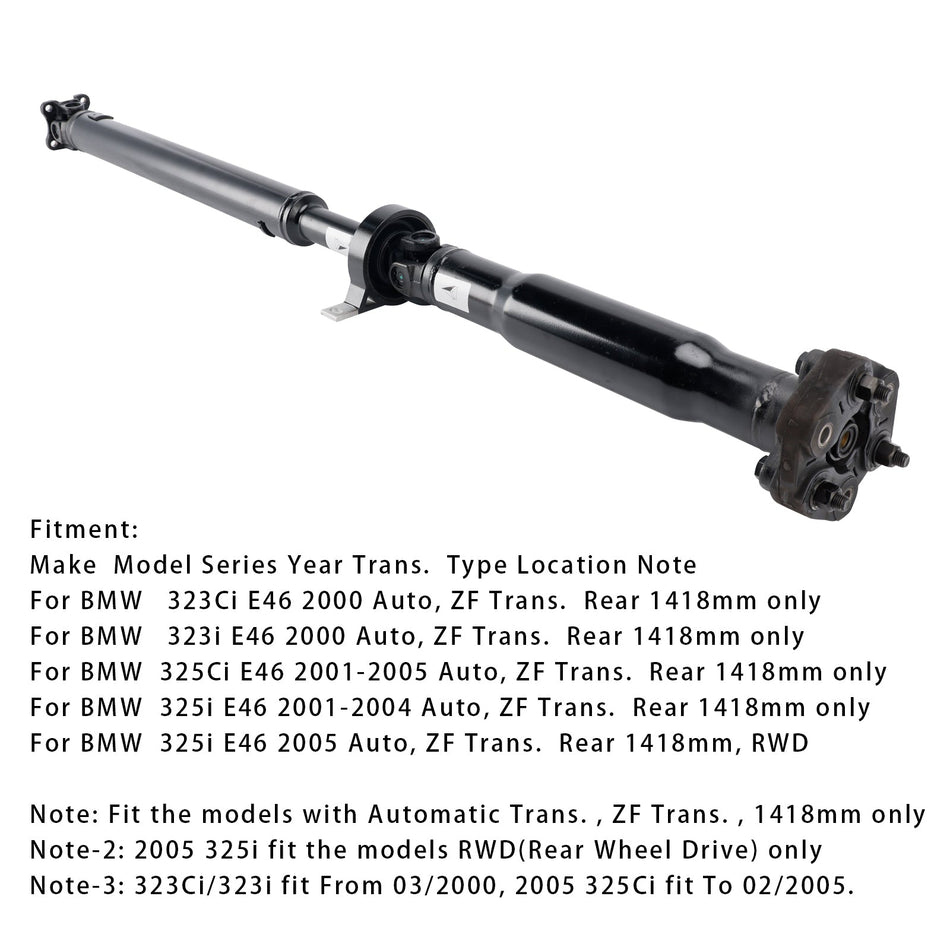 2000 BMW 323Ci E46 Auto, ZF Trans Hintere Antriebswelle Gelenkwelle Baugruppe 26111229564