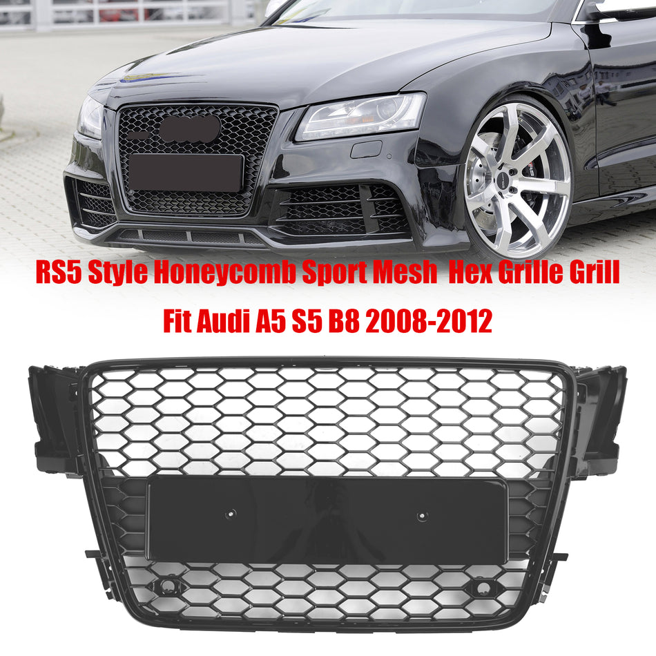 RS5 Style Hood Henycomb Sport mesh Grill Grille Für AUDI A5 S5 B8 2008-2012
