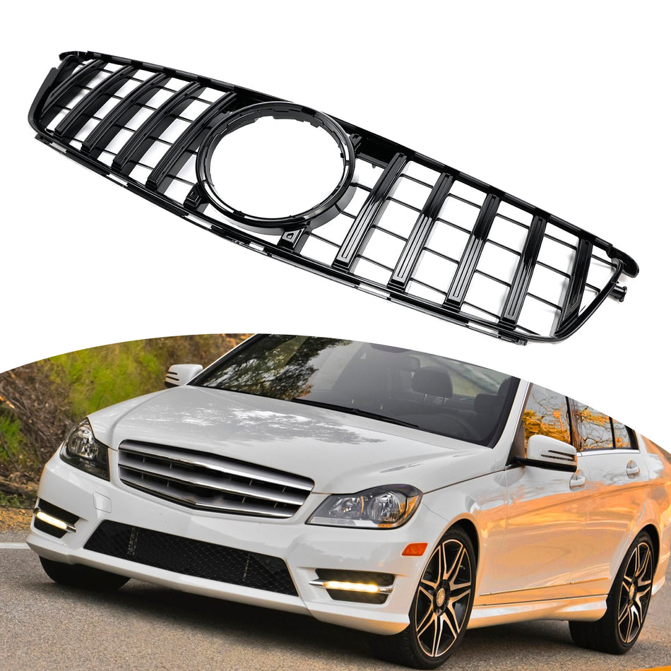 GT Style Front Bumper Grille Grill Für Benz C-Class W204 C300 C350 2008-2014