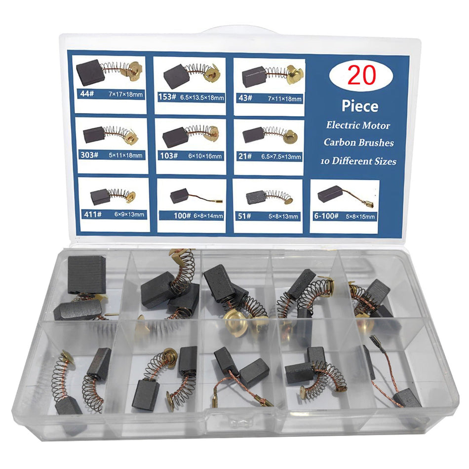 20Pcs Elektromotor Kohlebürsten 10 Größen Ersatz Reparatur Power Tool Teil