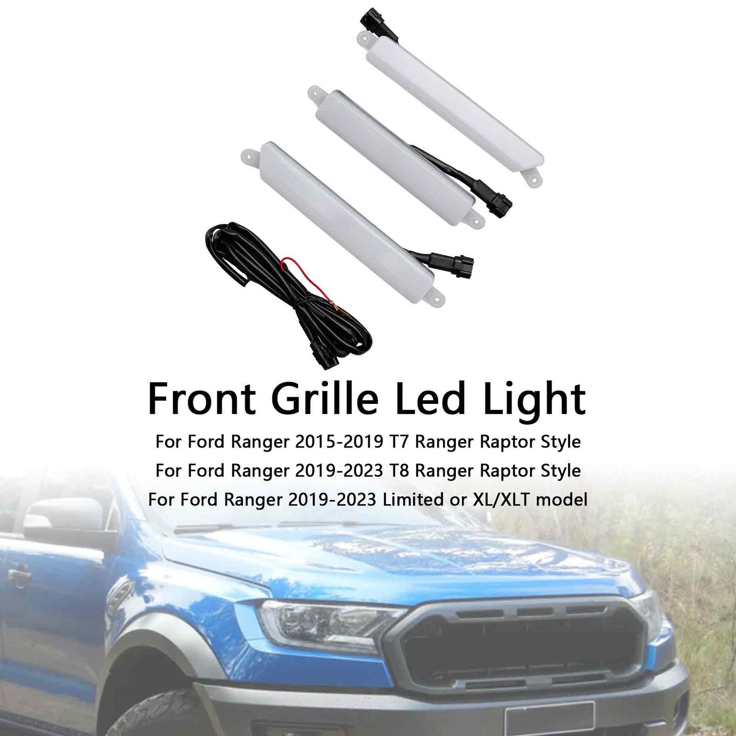 2015-2019 Ford Ranger T7 Ranger Raptor Style Frontgrill Grill wei?es LED-Licht