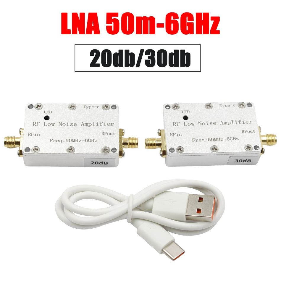 50 m-6 GHz Radio Frequenz Verstärker 20dB 30dB High-Gain Front LNA Low Noise Signal